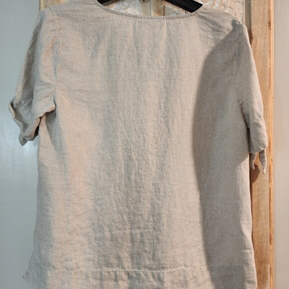 Charter Club Linen Luxury Tie-Sleeve Top Women’s Medium Beige Natural - Picture 4 of 4
